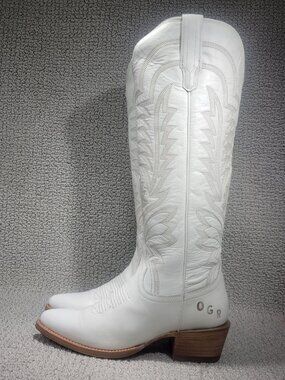 Tecovas The Abby Women's US Size 8.5B Snow Cowhide Leather Cowgirl Boots